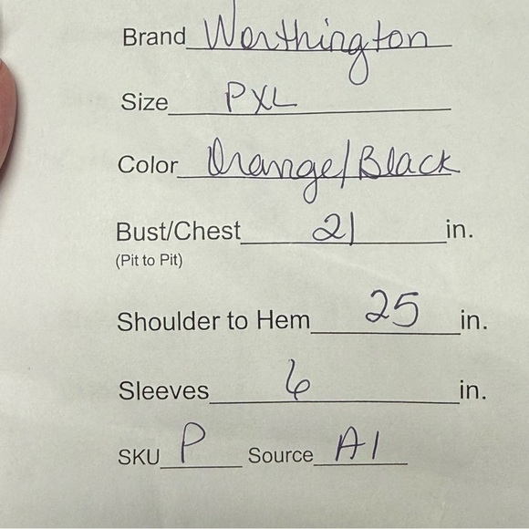 Worthington Petite PXL Orange Black Striped Career Blouse Stretch Top - Picture 9 of 9